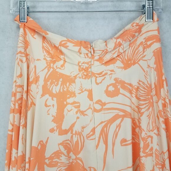 NEW H&M Size 8 Long Maxi Floral Skirt in Beige/Orange NWT - Picture 4 of 9